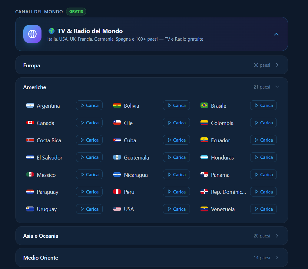 Interfaccia di JeyVision Pro con guida programmi EPG e categorie