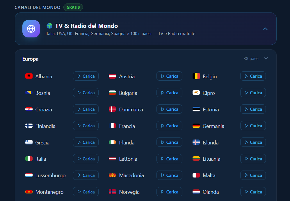 Canali TV da oltre 100 paesi nel player IPTV JeyVision Pro
